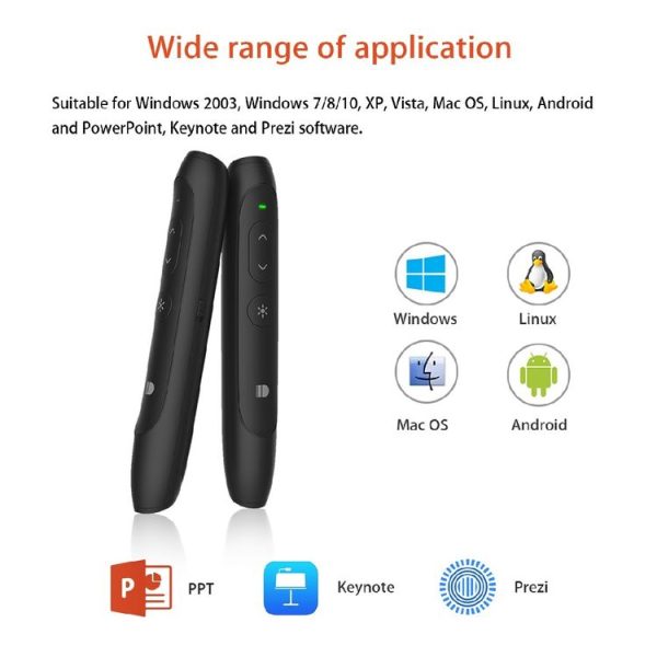 Doosl DSIT012 2.4GHz Wireless Presenter PowerPoint Clicker Representation Remote Control Pointer, Control Distance: 100m (Black) - Image 4