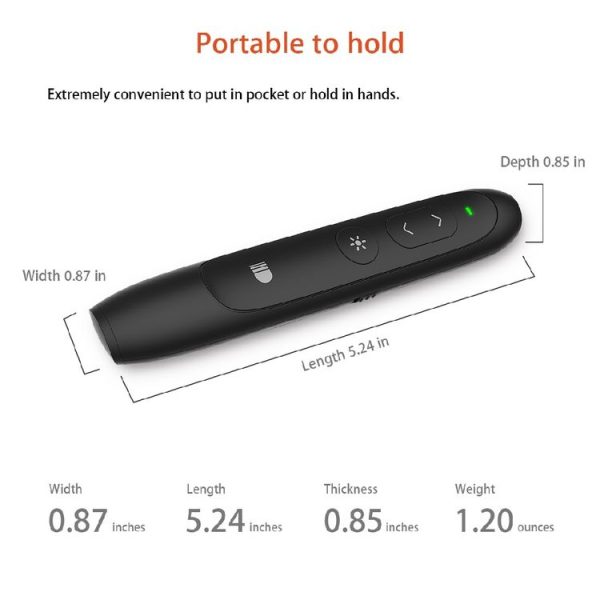 Doosl DSIT012 2.4GHz Wireless Presenter PowerPoint Clicker Representation Remote Control Pointer, Control Distance: 100m (Black) - Image 5