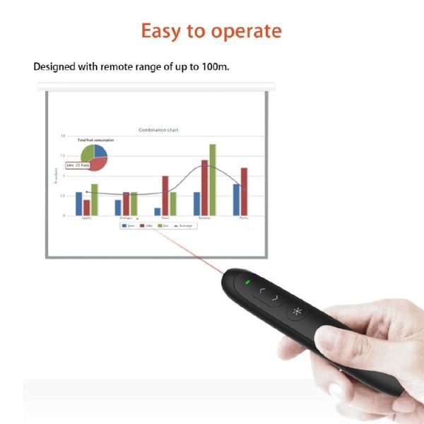 Doosl DSIT012 2.4GHz Wireless Presenter PowerPoint Clicker Representation Remote Control Pointer, Control Distance: 100m (Black) - Image 7