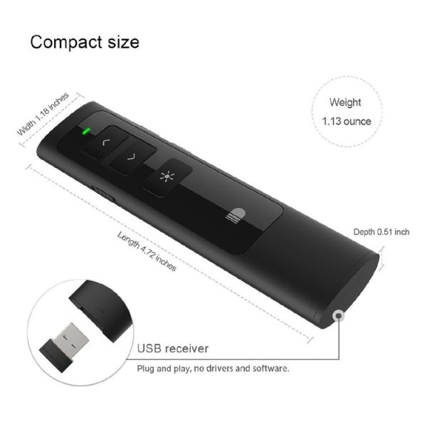 Doosl DSIT013 2.4GHz Rechargeable PowerPoint Presentation Remote Control Multi-functional Laser Pointer for PowerPoint / Keynote / Prezi, Control Distance: 100m (Black) - Image 10