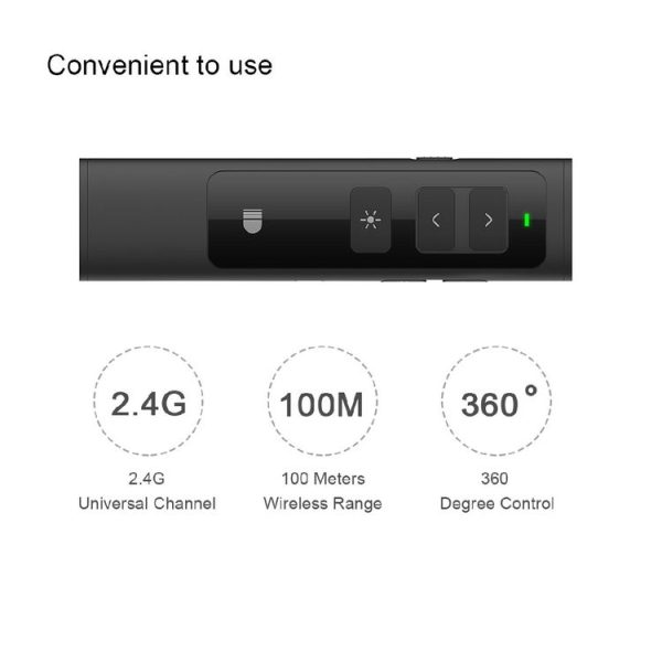 Doosl DSIT013 2.4GHz Rechargeable PowerPoint Presentation Remote Control Multi-functional Laser Pointer for PowerPoint / Keynote / Prezi, Control Distance: 100m (Black) - Image 7