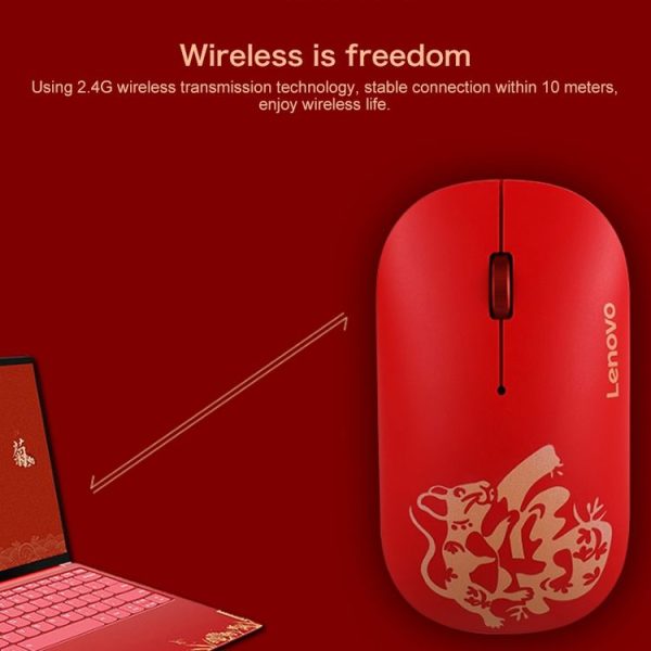 Lenovo Air Handle Lightweight Portable Mute Wireless Mouse, Blessing Mouse Version (Red) - Image 7