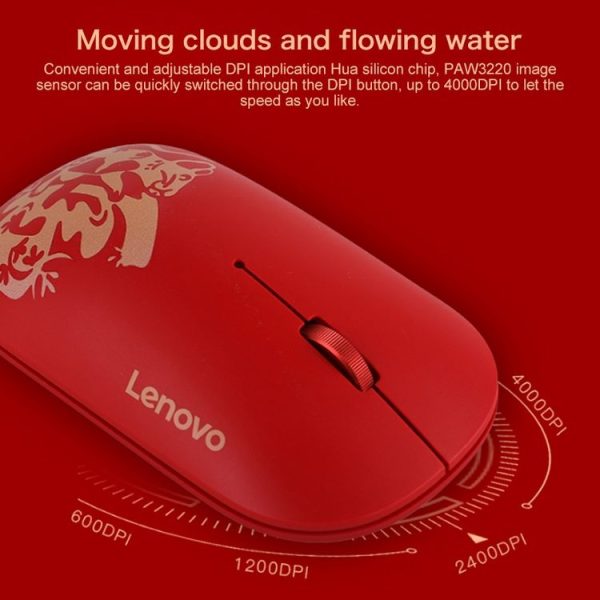 Lenovo Air Handle Lightweight Portable Mute Wireless Mouse, Blessing Mouse Version (Red) - Image 8