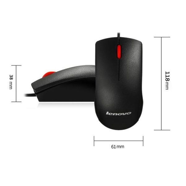 Lenovo M120 Pro Fashion Office Red Dot Wired Mouse (Black) - Image 3