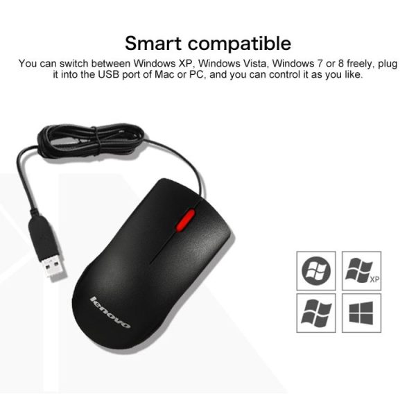 Lenovo M120 Pro Fashion Office Red Dot Wired Mouse (Black) - Image 5