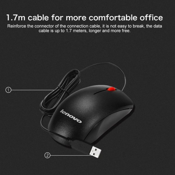 Lenovo M120 Pro Fashion Office Red Dot Wired Mouse (Black) - Image 7
