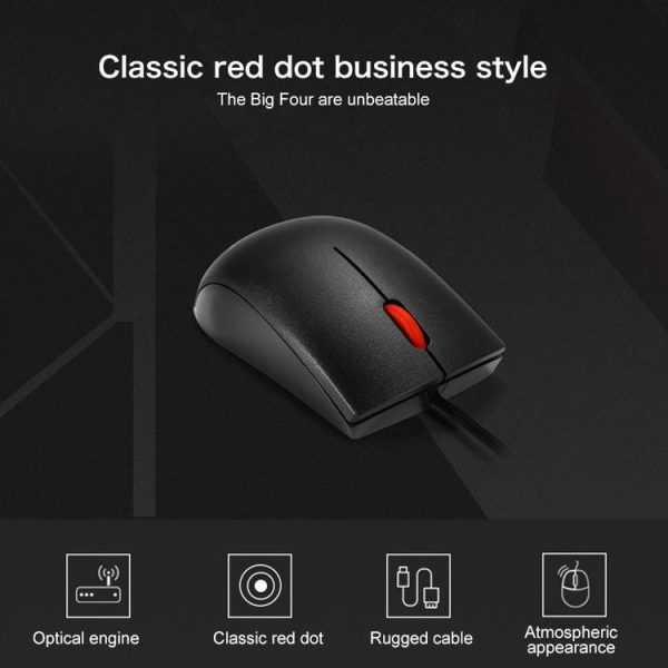 Lenovo M120 Pro Fashion Office Red Dot Wired Mouse (Black) - Image 8