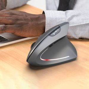 HXSJ T29 Bluetooth 3.0 Wireless Bluetooth 6-Keys 2400 DPI Adjustable Ergonomics Optical Vertical Mouse (Grey)