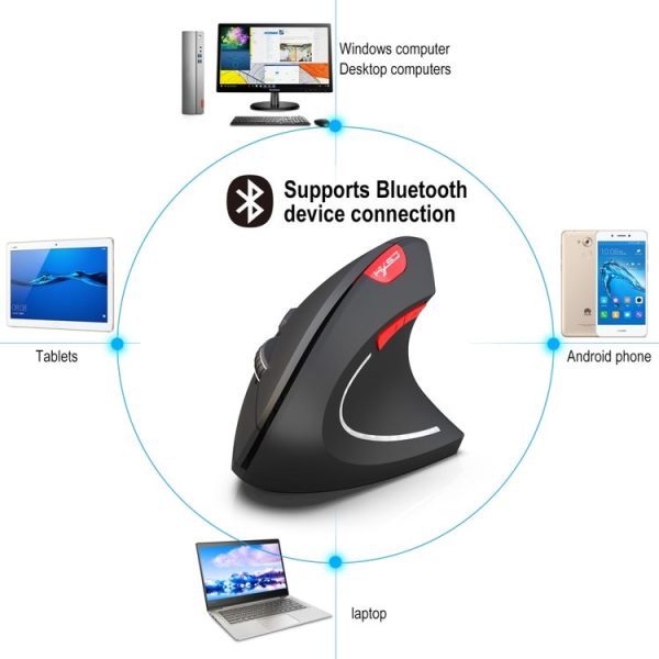 HXSJ T29 Bluetooth 3.0 Wireless Bluetooth 6-Keys 2400 DPI Adjustable Ergonomics Optical Vertical Mouse (Grey) - Image 11
