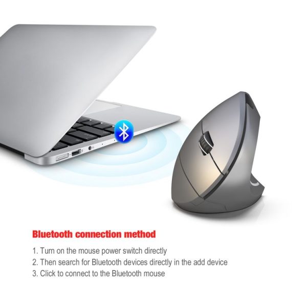 HXSJ T29 Bluetooth 3.0 Wireless Bluetooth 6-Keys 2400 DPI Adjustable Ergonomics Optical Vertical Mouse (Grey) - Image 12