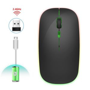 HXSJ M40 4 Key 2.4G Colorful Wireless Silent Mouse (Black)