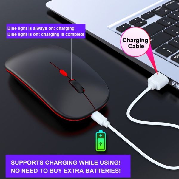 HXSJ M40 4 Key 2.4G Colorful Wireless Silent Mouse (Black) - Image 10