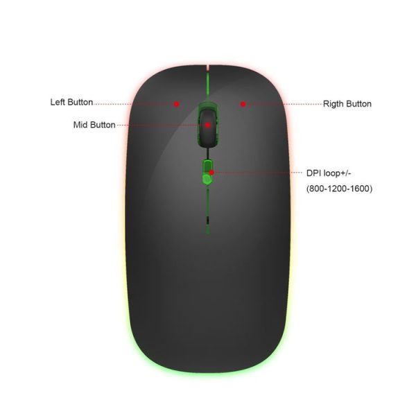 HXSJ M40 4 Key 2.4G Colorful Wireless Silent Mouse (Black) - Image 7
