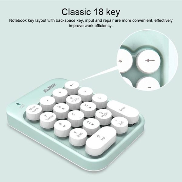 Ajazz AK18 2.4G Mini Wireless Mixed Color Keys Numeric Keyboard (Green) - Image 5