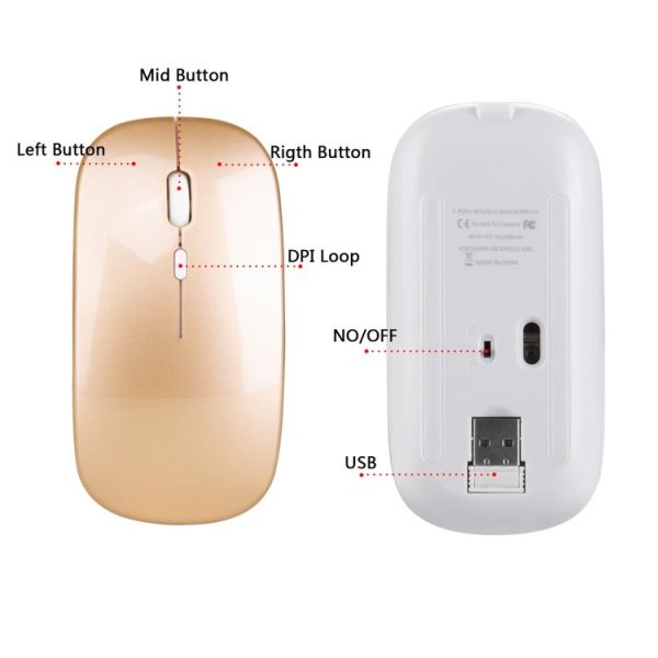 HXSJ M80 2.4GHz Wireless 1600DPI Three-speed Adjustable Optical Mute Mouse (Silver) - Image 6