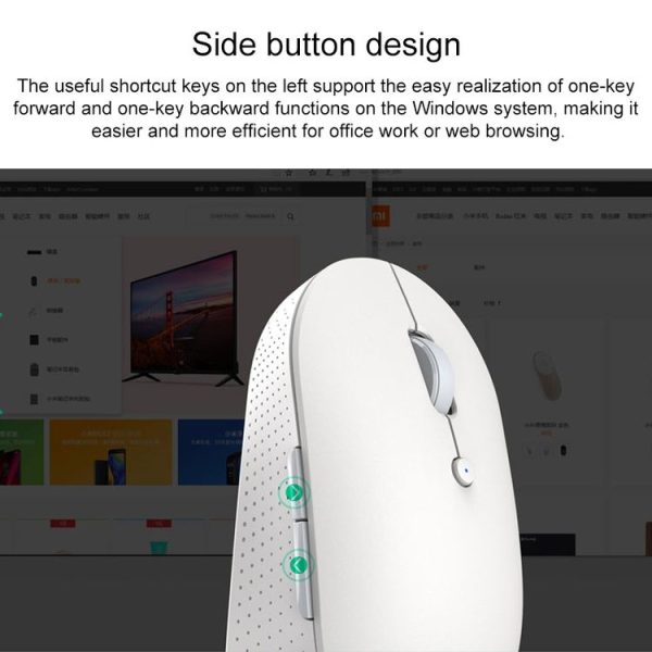Original Xiaomi 2.4G Wireless Bluetooth 4.2 Dual Mode Silent Mouse (White) - Image 8