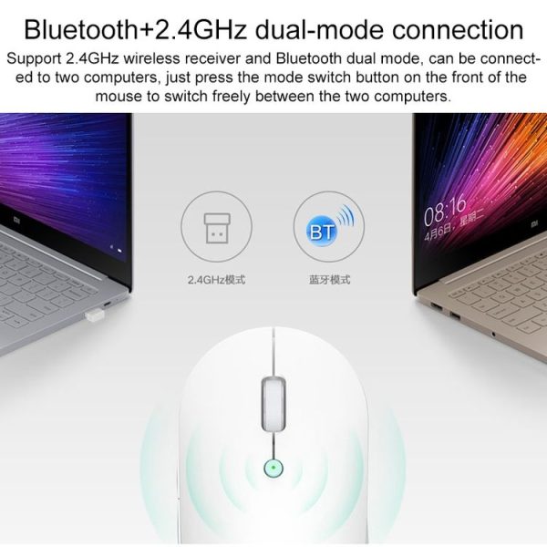 Original Xiaomi 2.4G Wireless Bluetooth 4.2 Dual Mode Silent Mouse (White) - Image 9