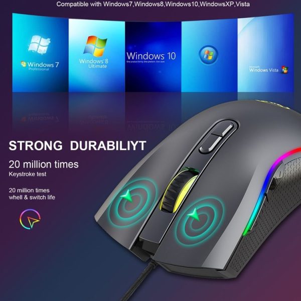 HXSJ A869 Type-C 7200dpi 6-modes Adjustable 7-keys RGB Light Wired Game Mouse - Image 10