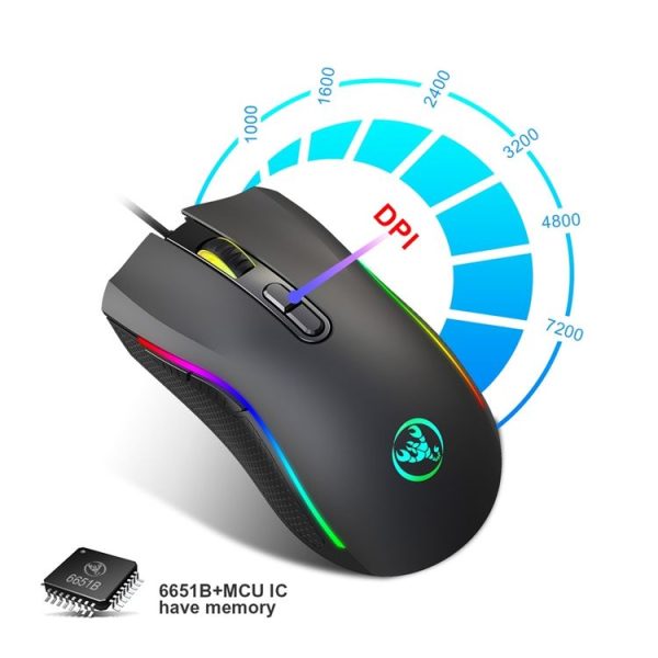 HXSJ A869 Type-C 7200dpi 6-modes Adjustable 7-keys RGB Light Wired Game Mouse - Image 6