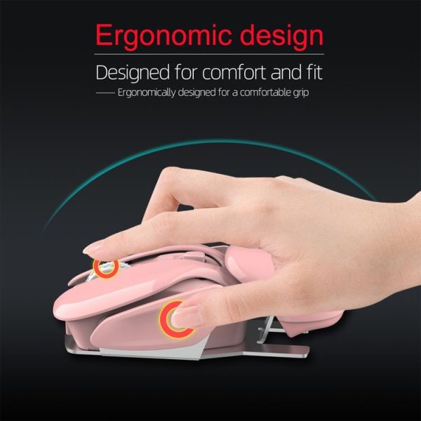 HXSJ T37 2.4GHz 1600dpi 3-modes Adjustable Wireless Mute Mouse (Pink) - Image 10