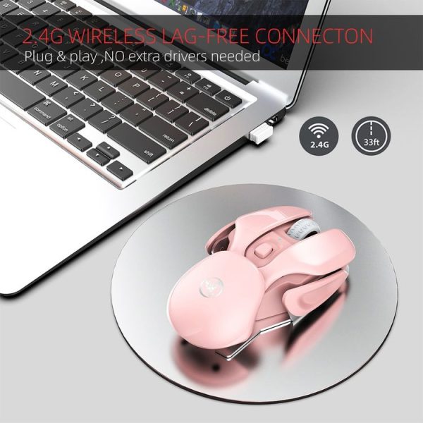 HXSJ T37 2.4GHz 1600dpi 3-modes Adjustable Wireless Mute Mouse (Pink) - Image 11