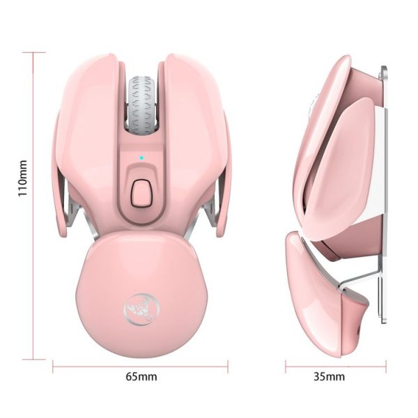 HXSJ T37 2.4GHz 1600dpi 3-modes Adjustable Wireless Mute Mouse (Pink) - Image 5