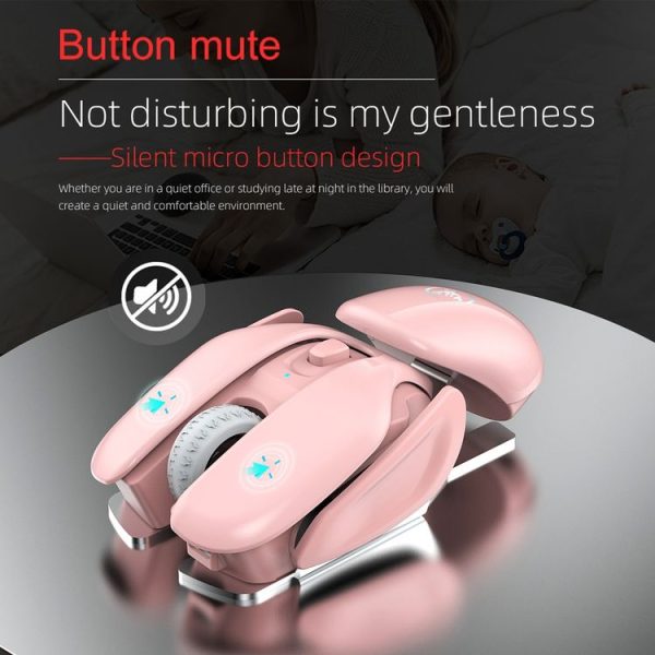 HXSJ T37 2.4GHz 1600dpi 3-modes Adjustable Wireless Mute Mouse (Pink) - Image 9