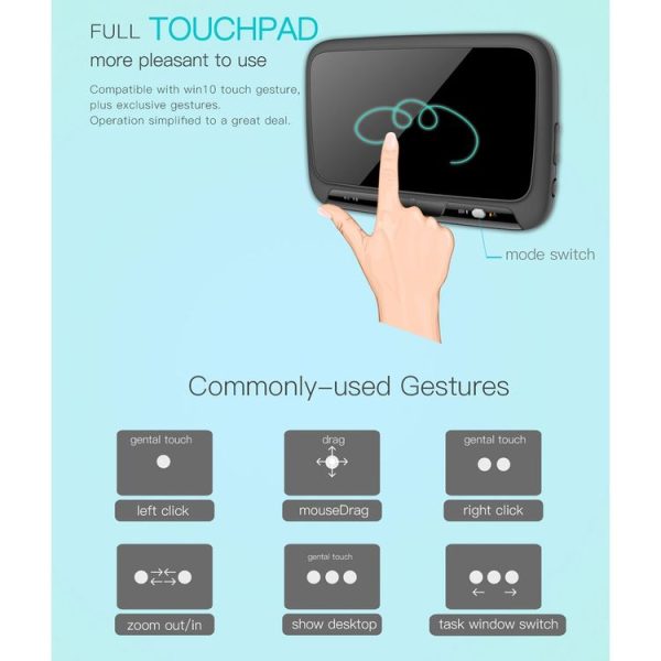 H18+ 2.4GHz Mini Wireless Keyboard Full Touchpad with 3-Level Adjustable Backlight (Black) - Image 5
