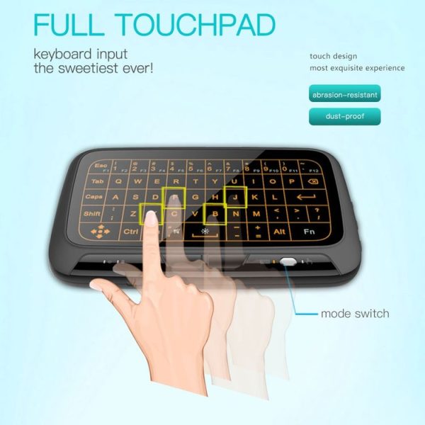 H18+ 2.4GHz Mini Wireless Keyboard Full Touchpad with 3-Level Adjustable Backlight (Black) - Image 6