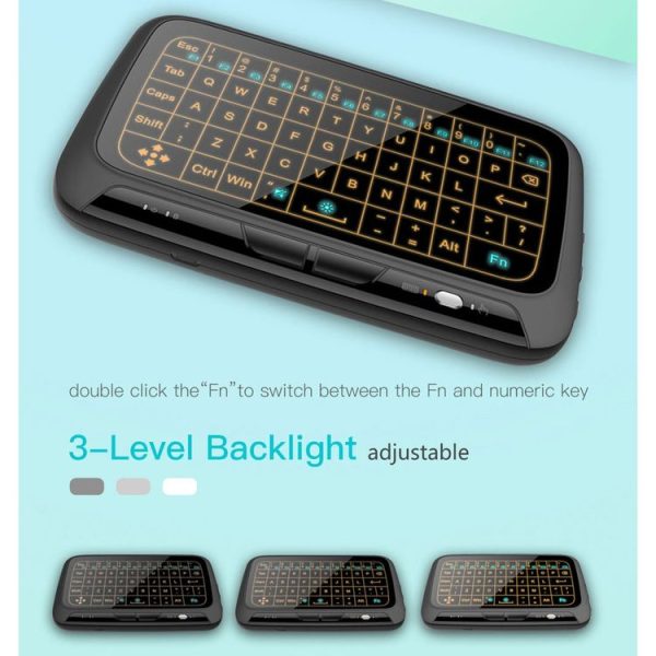 H18+ 2.4GHz Mini Wireless Keyboard Full Touchpad with 3-Level Adjustable Backlight (Black) - Image 8