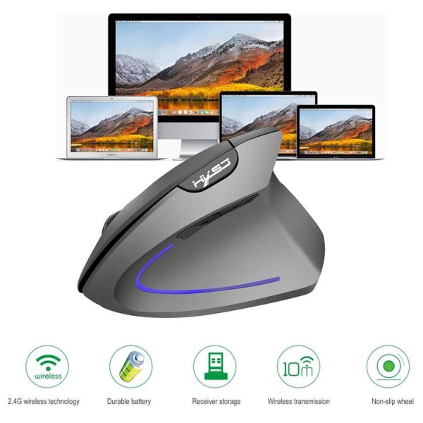 HXSJ T22 2.4GHz Wireless 4-Keys 2400 DPI Adjustable Ergonomics Optical Vertical Mouse - Image 7
