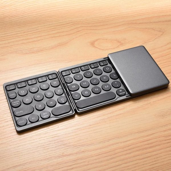 GK408 Three-fold Rechargeable Wireless Bluetooth Keyboard with Touchpad, Support Android / IOS / Windows (Black Grey) - Image 2