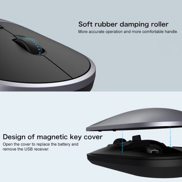 Original Xiaomi Portable Mouse 2 Optical Wireless Bluetooth 4.2 RF 2.4GHz 4000DPI Adjustable Dual Mode Mouse (Grey) - Image 10