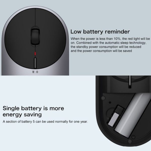 Original Xiaomi Portable Mouse 2 Optical Wireless Bluetooth 4.2 RF 2.4GHz 4000DPI Adjustable Dual Mode Mouse (Grey) - Image 11