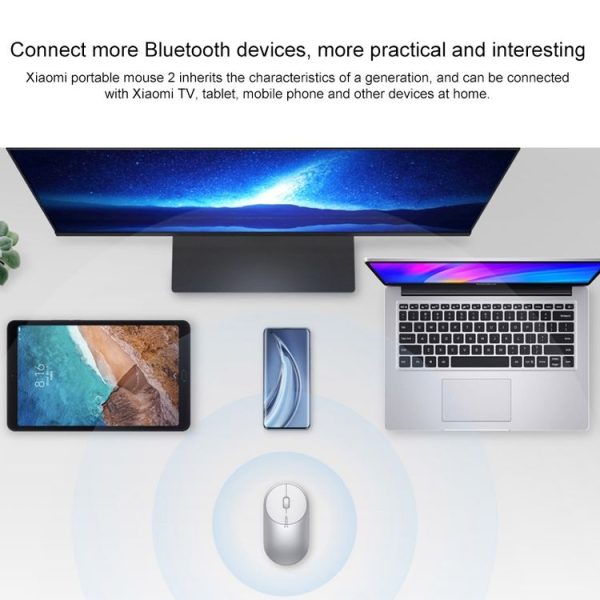 Original Xiaomi Portable Mouse 2 Optical Wireless Bluetooth 4.2 RF 2.4GHz 4000DPI Adjustable Dual Mode Mouse (Grey) - Image 9