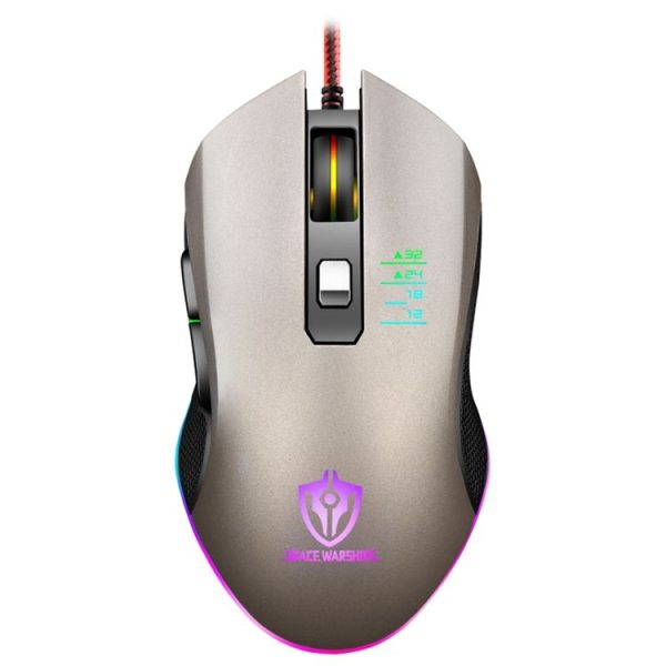 SHIPADOO GM3 3600 DPI Four-speed Adjustable Four-button Cool Colorful Respiration Light Gaming Wired Mouse (Grey)