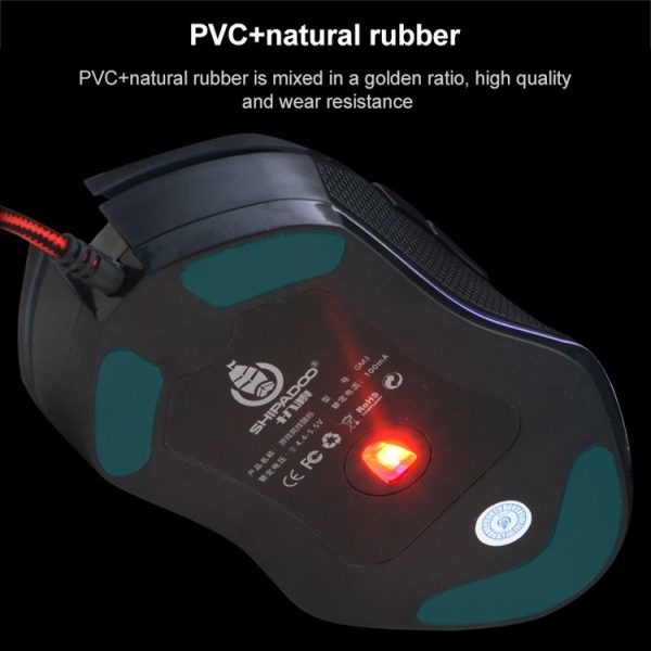 SHIPADOO GM3 3600 DPI Four-speed Adjustable Four-button Cool Colorful Respiration Light Gaming Wired Mouse (Grey) - Image 10