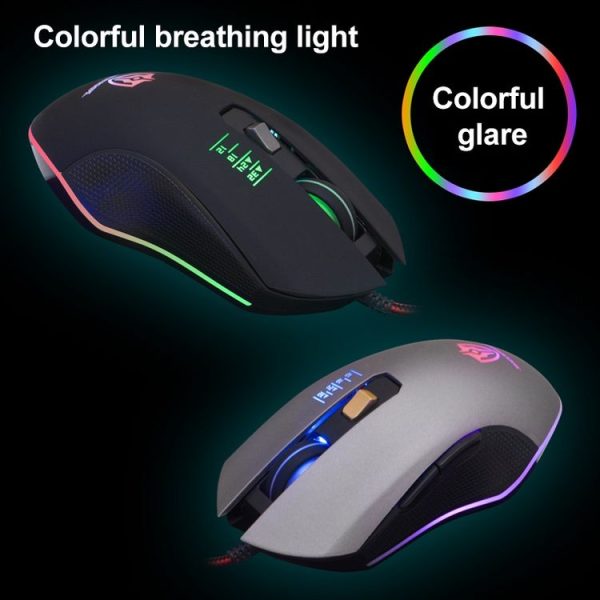 SHIPADOO GM3 3600 DPI Four-speed Adjustable Four-button Cool Colorful Respiration Light Gaming Wired Mouse (Grey) - Image 5