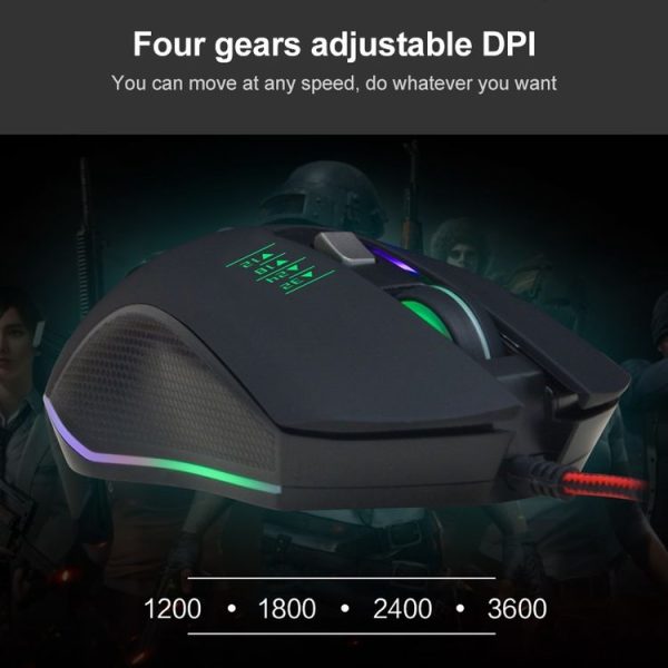 SHIPADOO GM3 3600 DPI Four-speed Adjustable Four-button Cool Colorful Respiration Light Gaming Wired Mouse (Grey) - Image 6