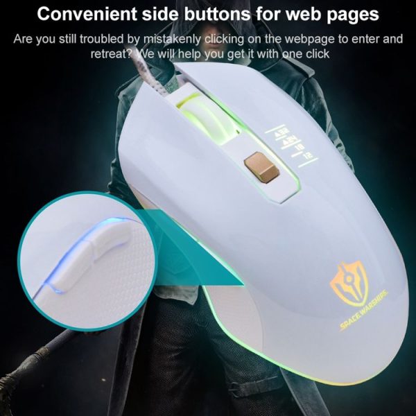 SHIPADOO GM3 3600 DPI Four-speed Adjustable Four-button Cool Colorful Respiration Light Gaming Wired Mouse (Grey) - Image 7