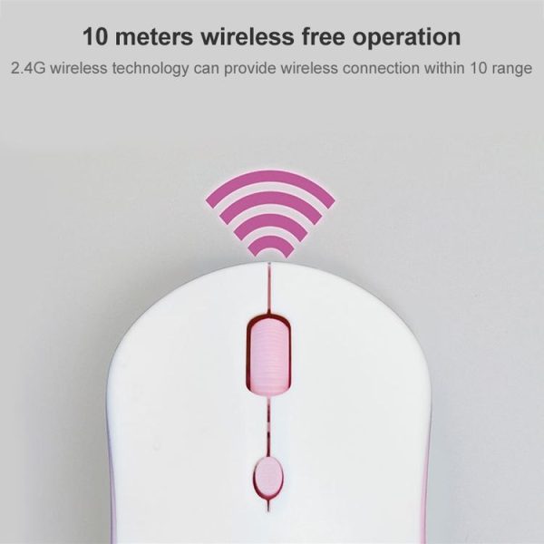 SHIPADOO W200 2.4GHz Wireless Portable Mouse for Mac Desktop Laptop (Pink) - Image 4