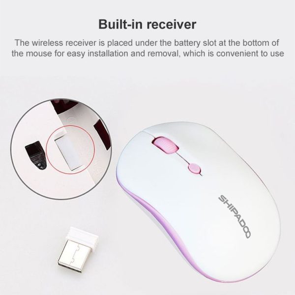 SHIPADOO W200 2.4GHz Wireless Portable Mouse for Mac Desktop Laptop (Pink) - Image 6