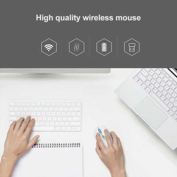 SHIPADOO W200 2.4GHz Wireless Portable Mouse for Mac Desktop Laptop (Pink) - Image 7