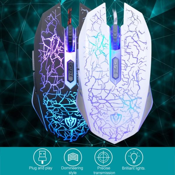 SHIPADOO X2 Wrangler Colorful Recirculating Breathing Light Crack Professional Competitive Gaming Luminous Wired Mouse (Black) - Image 4