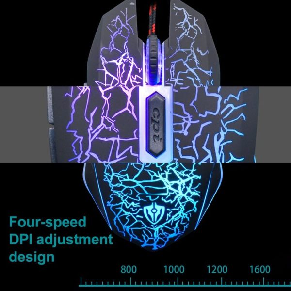 SHIPADOO X2 Wrangler Colorful Recirculating Breathing Light Crack Professional Competitive Gaming Luminous Wired Mouse (Black) - Image 6