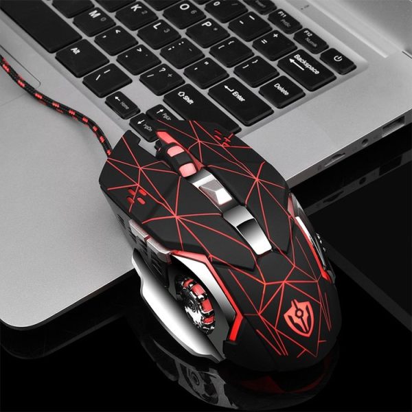 SHIPADOO X3 6D Four-speed Adjustable DPI Colorful Recirculating Breathing Light Crack Professional Competitive Gaming Luminous Wired Mouse Hot Wheel Crack Edition (Black) - Image 12