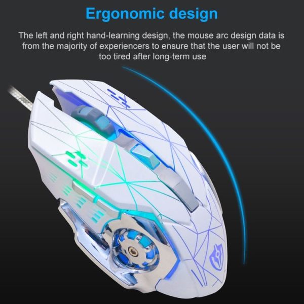 SHIPADOO X3 6D Four-speed Adjustable DPI Colorful Recirculating Breathing Light Crack Professional Competitive Gaming Luminous Wired Mouse Hot Wheel Crack Edition (Black) - Image 5