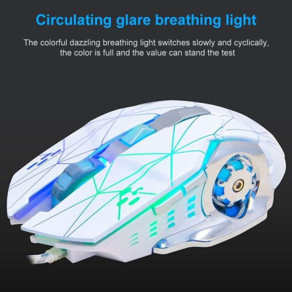 SHIPADOO X3 6D Four-speed Adjustable DPI Colorful Recirculating Breathing Light Crack Professional Competitive Gaming Luminous Wired Mouse Hot Wheel Crack Edition (Black) - Image 7