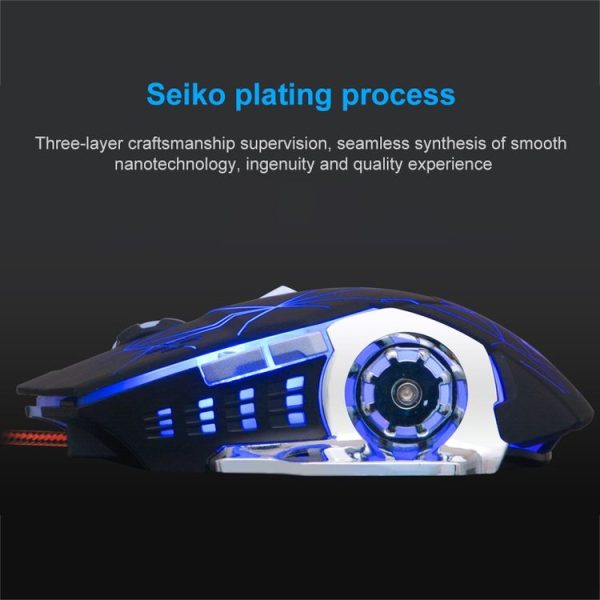 SHIPADOO X3 6D Four-speed Adjustable DPI Colorful Recirculating Breathing Light Crack Professional Competitive Gaming Luminous Wired Mouse Hot Wheel Crack Edition (Black) - Image 8