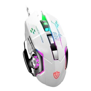 SHIPADOO X7 6D Four-speed Adjustable DPI Colorful Recirculating Breathing Light Crack Professional Competitive Gaming Luminous Wired Mouse Hot Wheel Regular Edition (White)